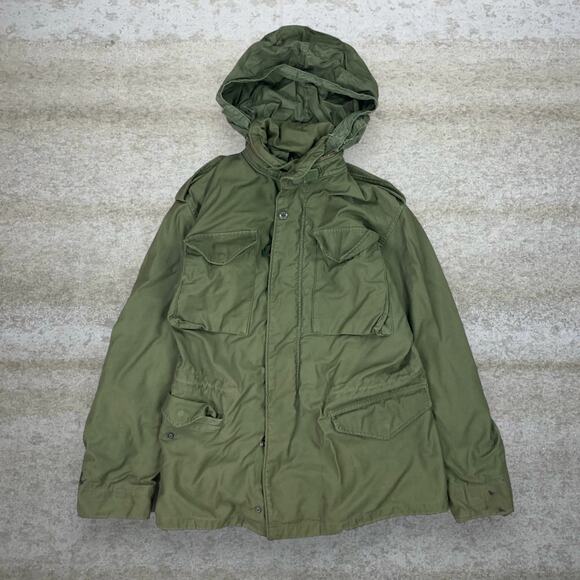 Vintage Military Field Coat Olive Green Jacket Small Long Cold Weather 90s
